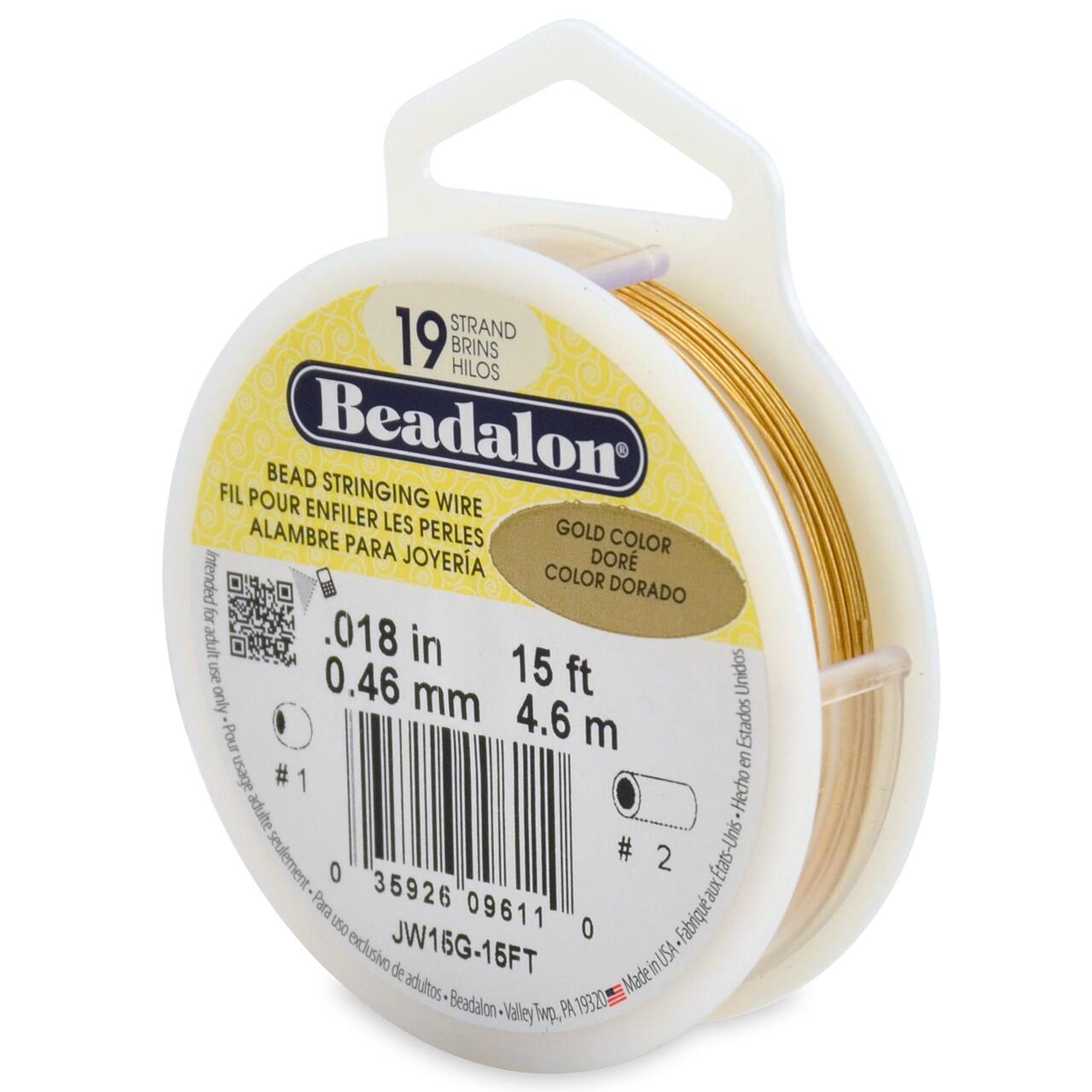 Beadalon® 0.46mm Gold 19 Strand Bead Stringing Wire, 15ft.